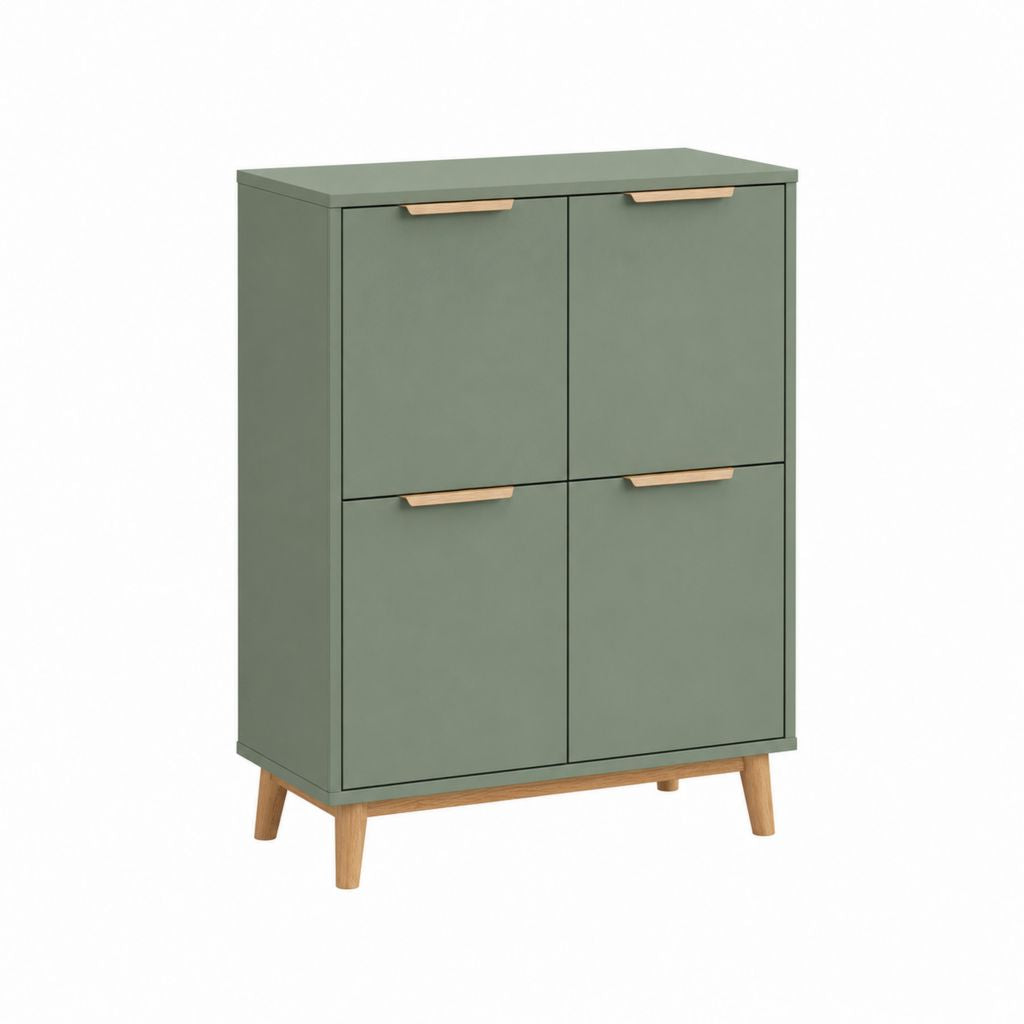 Sideboard Grün MDF mit Kiefernholzbeinen rechteckig 80 x 40 x 110 cm