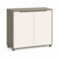 Sideboard mit 2 Türen Taupe Weiß Spanplatte MDF rechteckig 80 x 40 x 90 cm