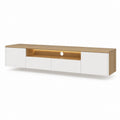 TV-Lowboard Weiß Eicheoptik Spanplatte rechteckig mit LED-Fach 200 x 40 x 45 cm