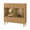 Vitrine Sideboard Eiche natur mit Glas rechteckig 100 x 40 x 150 cm