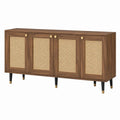 Sideboard mit 4 Türen MDF Walnussdekor Rattangeflecht rechteckig 160 x 40 x 80 cm