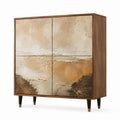 Sideboard mit 4 Türen in Nussbraun Beige MDF und Spanplatte 90 x 40 x 120 cm