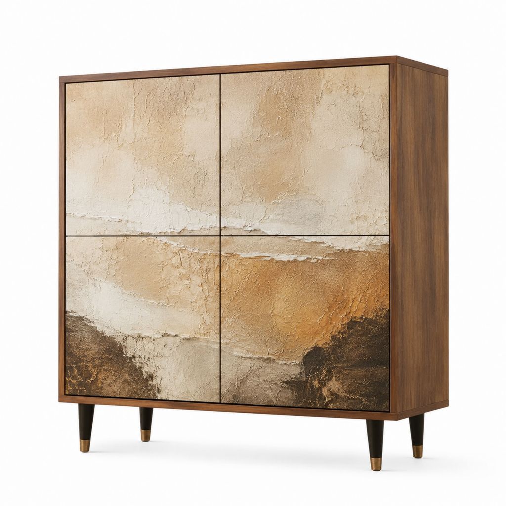 Sideboard mit 4 Türen in Nussbraun Beige MDF und Spanplatte 90 x 40 x 120 cm
