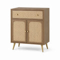 Sideboard Nussbaum MDF Rattan rechteckig 80 x 40 x 110 cm