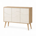 Sideboard mit 3 Türen in Eiche Natur und Cremeweiß aus MDF 120 x 40 x 80 cm