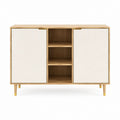 Sideboard mit 2 Türen und 3 offenen Fächern Eiche Natur Weiß MDF rechteckig 120 x 40 x 85 cm