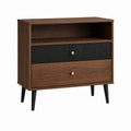 Sideboard mit 2 Schubladen Walnuss Schwarz Spanplatte Rechteckig 80 x 40 x 100 cm