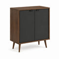 Sideboard mit 2 Türen Walnussoptik Schwarz Spanplatte 80 x 40 x 100 cm