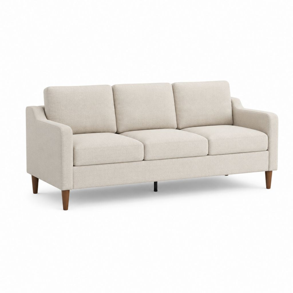3-Sitzer Sofa Beige Polyester Gerade 210 x 88 x 85 cm