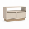 TV-Lowboard Beige aus MDF rechteckig mit 2 Schiebetüren 80 x 40 x 60 cm