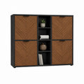 Sideboard mit 4 Türen und 4 offenen Fächern Nussbaumdekor Schwarz MDF rechteckig 140 x 40 x 120 cm