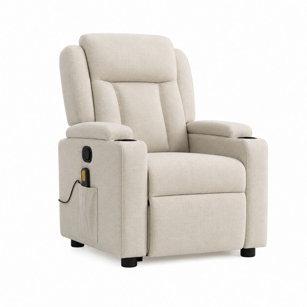 Elektrischer Fernsehsessel Relaxsessel Beige Polyester mit Liegefunktion 85 x 92 x 105 cm