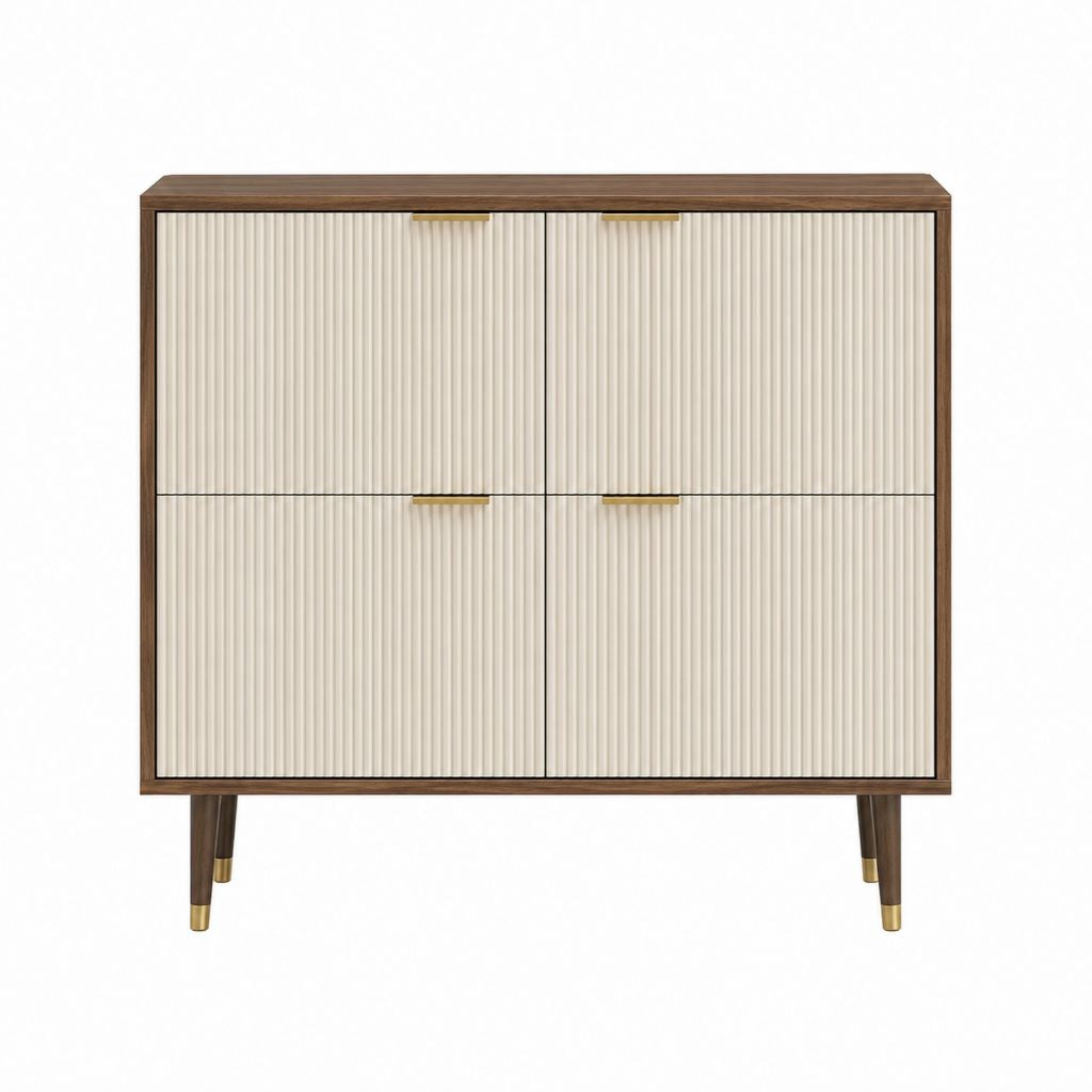 Sideboard mit 4 Türen Walnuss Creme MDF rechteckig 120 x 40 x 110 cm