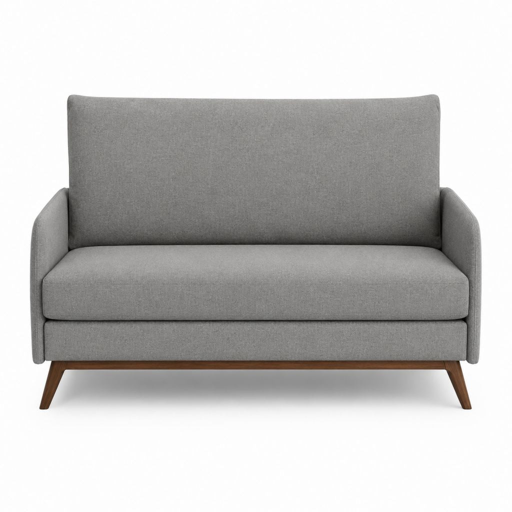 2-Sitzer Sofa Grau mit Polyesterbezug und Massivholzfüßen 130 x 80 x 85 cm