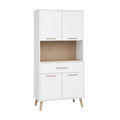 Küchenschrank Weiß Eicheoptik aus Spanplatte mit 4 Türen 1 Schublade 80 x 40 x 180 cm