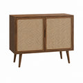 Sideboard mit 2 Türen Walnussbraun MDF Rattan 80 x 40 x 80 cm