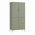 Highboard mit 3 Türen und 4 Schubladen Olivgrün MDF rechteckig 80 x 40 x 180 cm